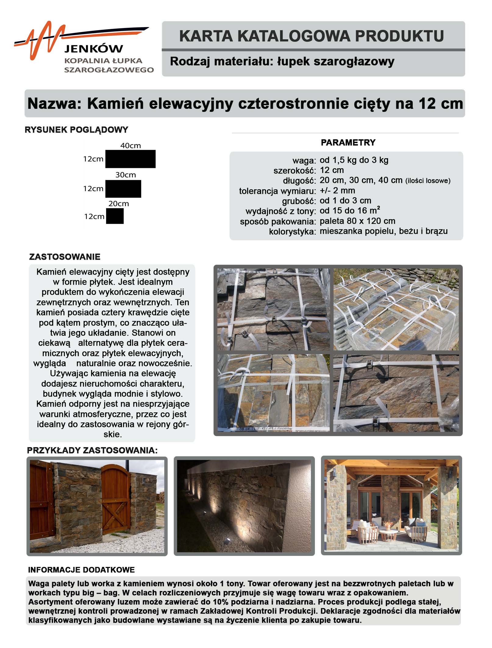 Kamień elewacyjny cięty czterostronnie szerokość 12 cm (ok. 397 zł brutto/m2) - obrazek 18